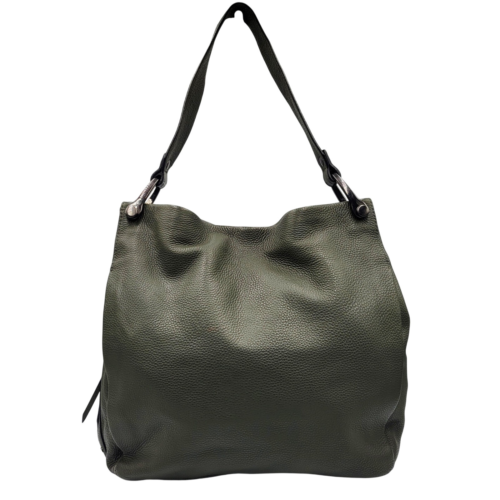 Vince Camuto Clem Pine Forest Green Pebbled Leather Hobo Bag Magnetic Closure
